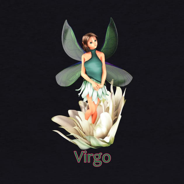 Virgo woman girl fairy faerie elf standing in lily by Fantasyart123